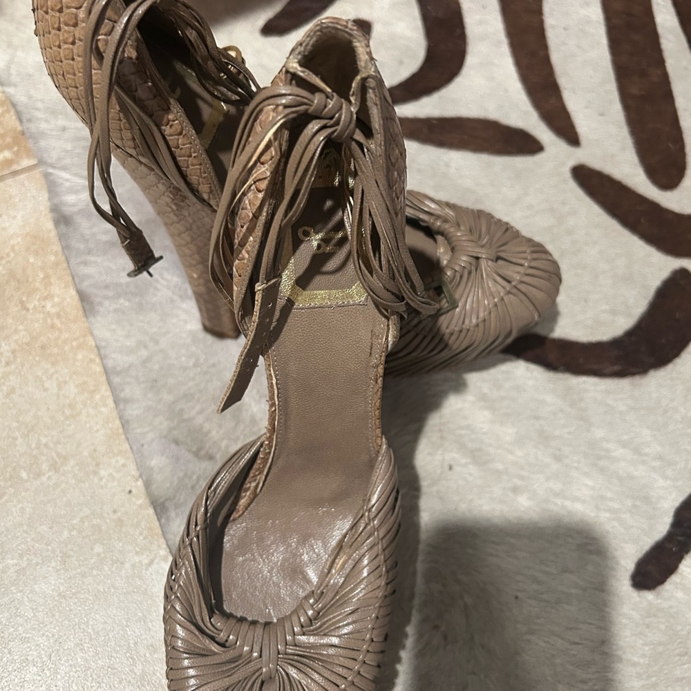 Christian Dior Leather Snakeskin Tan Platform Heels